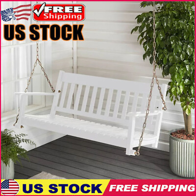 Delahey Outdoor White Porch Swing 2 People Durable Fsc Certified Solid Hardwood $98.00