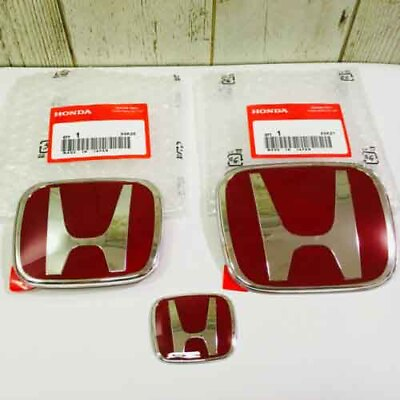 #ad Set of Front Rear Steering Red H Emblem 3PCS For 2016 2021 HONDA CIVIC SEDAN 4DR $25.73
