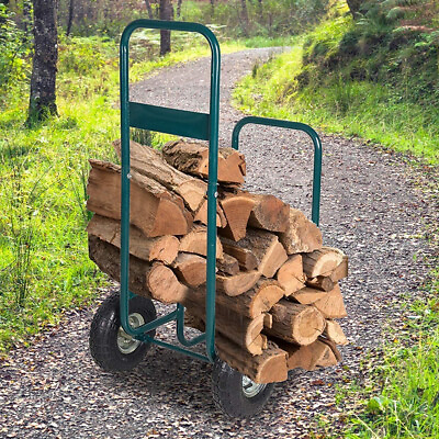 #ad CARSTY Steel Firewood Log Cart Carrier Wood Rack Dolly Storage Mover Holder $53.99