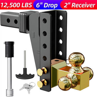#ad 2#x27;#x27; Inch Trailer Hitch Receiver 6#x27;#x27; Drop Adjustable Towing Hitch Ball Mount $119.99