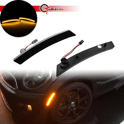 #ad For MINI Cooper R50 R52 R53 02 08 LED Front Amber Side Marker Lights Smoked Lens $22.19