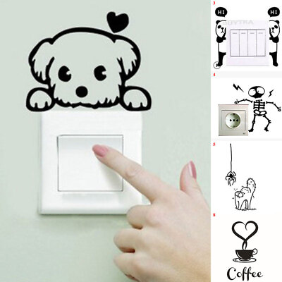 Switch Sticker 3D Cat Dog Cartoon Wall Decal Mural Art Kid Room Home Decor DIY $1.06