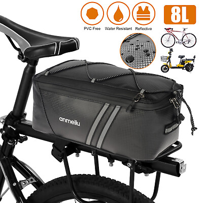 #ad Bicycle Waterproof Rear Rack Bag Bike Cycling Storage Pouch w Reflective Strips $14.98