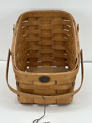 #ad Peterboro Basket Company Slanted Double Handled Basket 14” X 9” X 9” $18.71