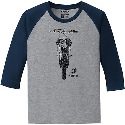 #ad Factory Effex Yamaha Bike Youth Baseball Shirt Navy Grey X Large 21 83216 $24.30