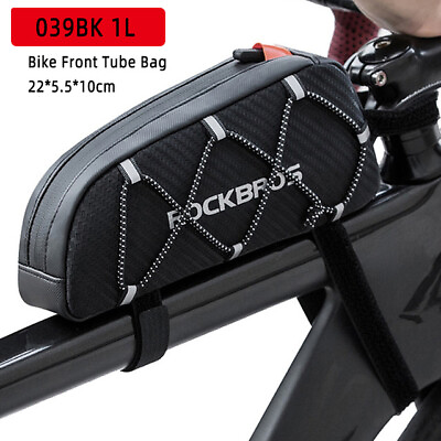 #ad ROCKBROS Bike Front Bag Top Frame Tube Bag Waterproof Reflective Cycling Pannier $14.86