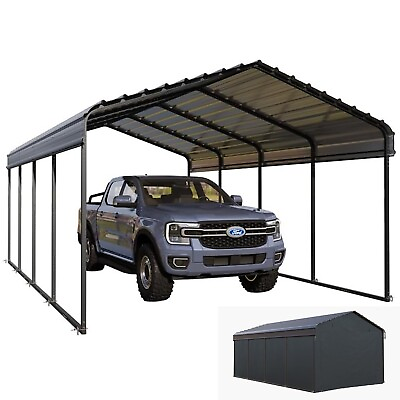 #ad 12 x 20 ft Outdoor Carport Heavy Duty Gazebo Garage Car Shelter Shade w Sidewall $1229.99