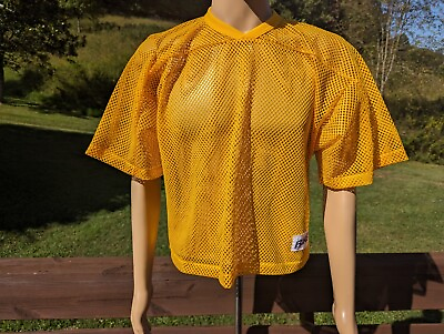 #ad Vintage BIKE Football Jersey Yellow Mesh Crop Top Mens Size Large New Old Stock $14.00