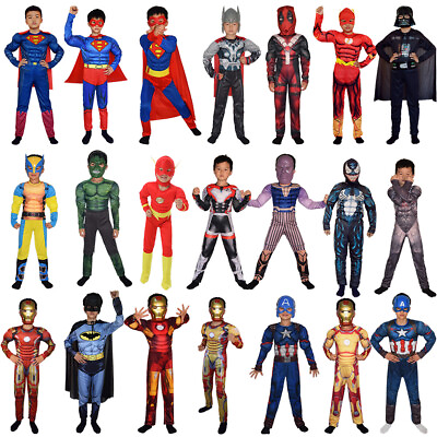 #ad Funny Party Avengers Spider Man Batman Kids Uniform Halloween Cosplay Costume AU $46.54