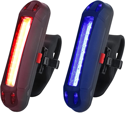 #ad LED Bike Rear Lights Red Blue 5 Light Modes USB Rechargeable Bicycle Taillight $23.41