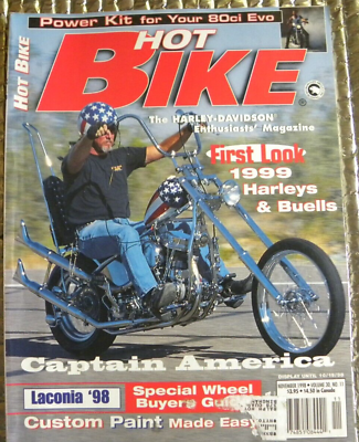 #ad Hot Bike The Harley Davidson Enthusiasts Magazine November 1998 Captain America $11.95