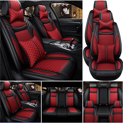 Universal 5 Seats Car SUV Truck Seat Cover PU Leather Front Rear Protectors Set $110.81