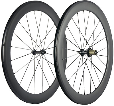 700C 60mm FrontRear Carbon Wheels Road Bike Clincher Bicycle Carbon Wheelset UD $370.00