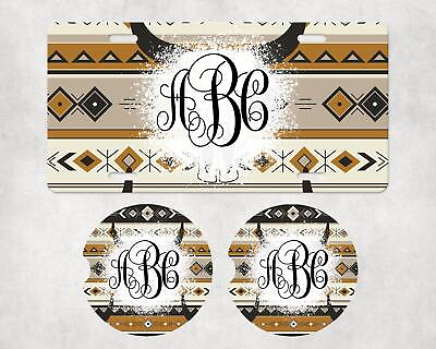 #ad Southwestern Monogram Car Accessories Personalized Coasters License Plate $16.95