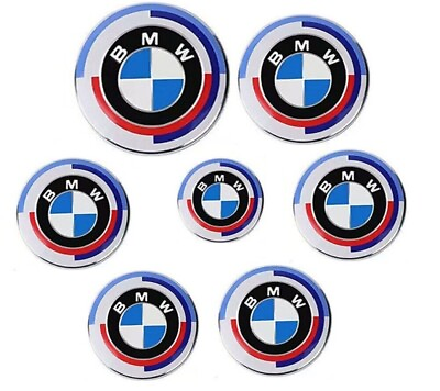 #ad #ad Original 7PCS For BMW 50th Anniversary Emblem Centre Caps Badges 82 74 68 45mm $29.99