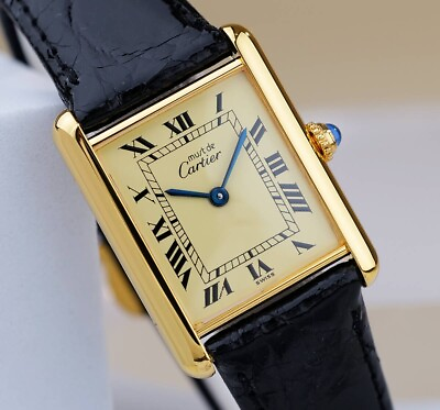 #ad Cartier Watch Must Tank Ivory Dial Roman index LM Mens Quartz 1615 $1834.00