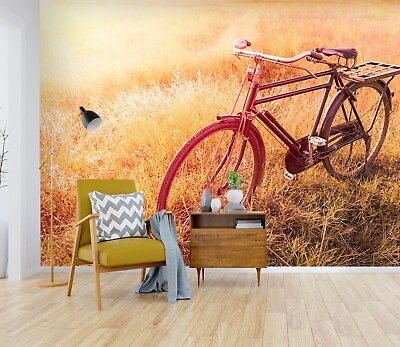 #ad 3D Retro Black Bike 8339NA Transport Wallpaper Wall Murals Wall Paper Mural Romy $36.99
