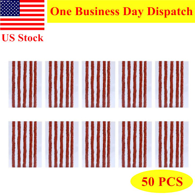#ad 50Pc Self Vulcanizing Tire Plugs Rubber Tubeless Seal Patch Tyre Repair Strips $6.66