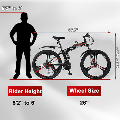 #ad 26quot; Folding Mountain Bike 24 Speed Bicycle Full Suspension MTB for Men Women US $184.99