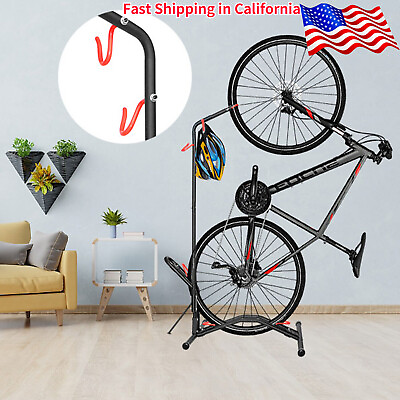 Bike Rack Vertical Bike Stand Storage Adjustable Indoor Outdoor Space Saving US $5.99