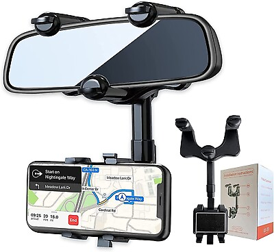 #ad EPN 360° Car Phone Holder Rotatable Retractable Rearview Mirror Mount Universal $7.99