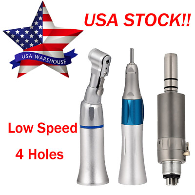 Dental Low Slow Speed Handpiece Contra Angle Straight Air Motor E type 4 Holes $79.99