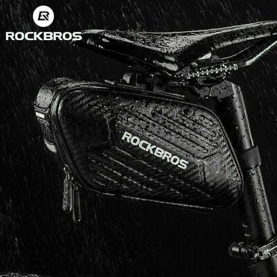 #ad ROCKBROS Cycling Bicycle Waterpoof Seat Buckle Saddle Bag Hard Shell Bag Black $18.99