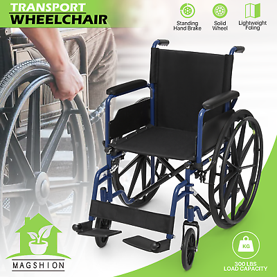 FDA APPROVED Foldable Manual Wheelchair w Flip Back Armrest Swing Away Footrest $141.79