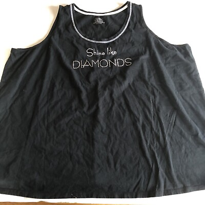 #ad Catherine’s Sleepwear Shine Like Diamonds Black Tank Top 5X A651 $16.00