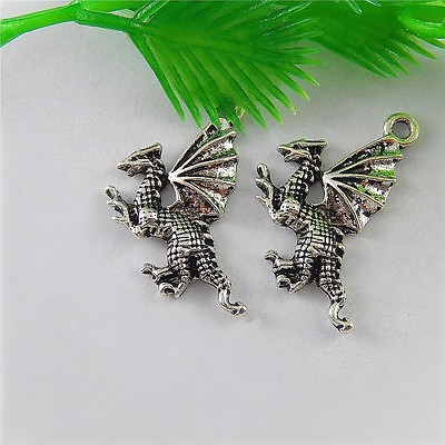 #ad 20pcs Vintage Silver Alloy Flying Dragon Pendant Charms DIY Accessories 51536 $3.39