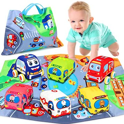 #ad Baby Toys 6 to 12 Months Soft Car Toys for 1 Year Old Boy Girl with Playmat $17.53