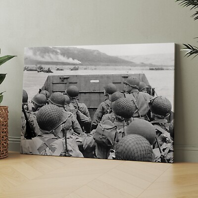 #ad Approaching Omaha Beach D Day World War Two USA America Canvas Wall Art Print $159.00