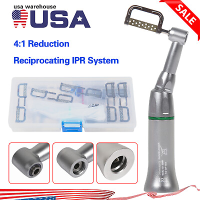 4:1 Reduction Dental Contra Angle IPR Handpiece 10 Interproximal Strips Kit CE $59.99