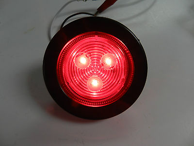 #ad 1 Clear RED 3 LED Light Trailer 2 1 2quot; round Grommet Clearance 2.5quot; Optronics $7.99