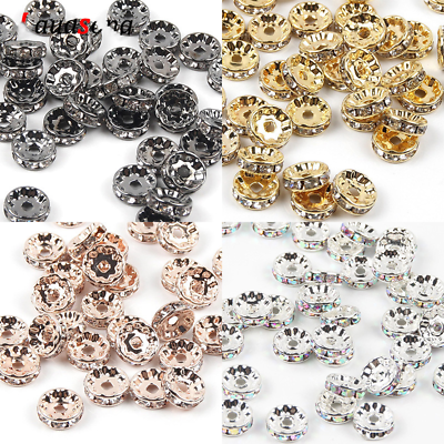 50pcs Gold Crystal Spacer Beads Jewelry Findings Making DIY Bracelet Necklace $6.99