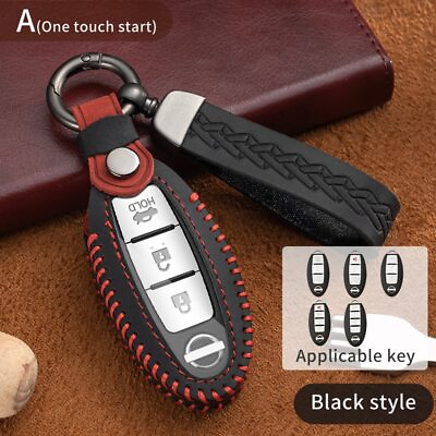 #ad Leather Car Remote Key Fob Cover Case Holder For Infiniti Nissan 3 4 5 buttons $14.24