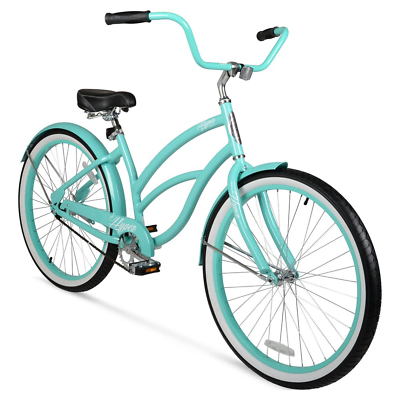 #ad 26 in Womens Beach Cruiser Bike Seafoam Single Speed Steel Frame Bicycle Wheels $170.92