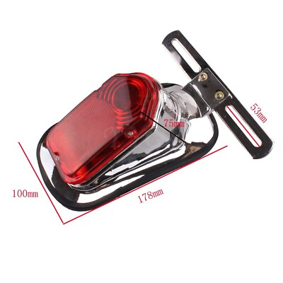 #ad Motorcycle Chrome Red Tombstone Brake Tail Light Signal For Harley Bike Aluminiu $38.99