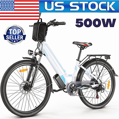 #ad #ad 26quot; Electric Bike for Adults 500W Mountain Bicycle Commuting EBike w Rear Rack $488.99