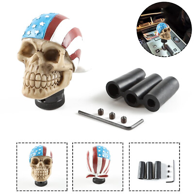 #ad American Flag Skull Car Auto Resin Craft Gear Stick Shift Knob Manual Shifter $24.69