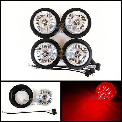 #ad 4 CLEAR LENS RED 12 LED Light Trailer 2 1 2quot; roundClearance marker 2.5quot; $26.99