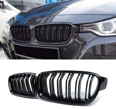 #ad #ad Gloss Black For BMW F30 F31 2012 2018 3 Series Front Bumper Kidney Grille Grill $26.99