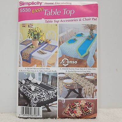 #ad #ad Simplicity 5530 Pattern Table Top Accessories and Chair Pad Uncut 15 PIECES $8.77