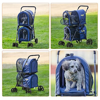 Folding Pet Stroller for Dogs Cats with 2 Detachable Carrier Double Dog Stroller $102.99