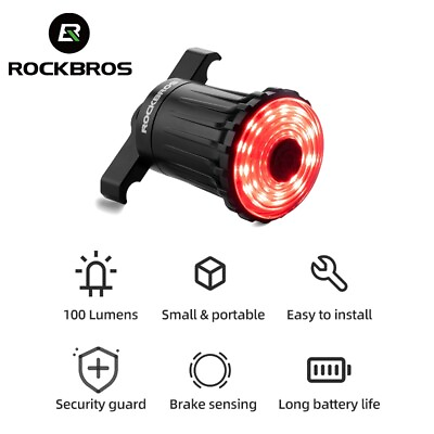 #ad #ad RockBros Bike Smart Tail Lights Bicycle Seat Rear Night Lights USB LED Rainproof $16.99