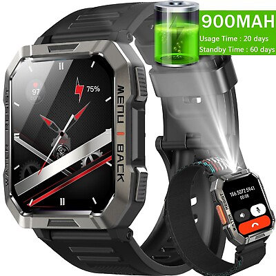 #ad Military SOS Smart Watch Bluetooth Call Receive Dial W LED Flashlight Compass $35.99