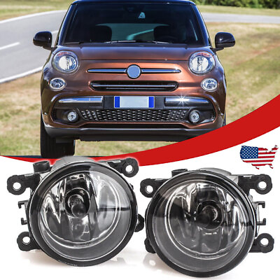 #ad For 2012 2018 Fiat 500 Pair Front Fog Light Clear Driving Lamps Left Right Side $23.39