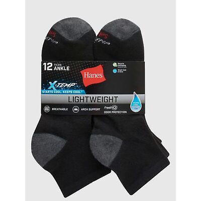#ad #ad Hanes Men#x27;s X Temp Active Cool Lightweight Ankle Socks 12 Pack $17.98
