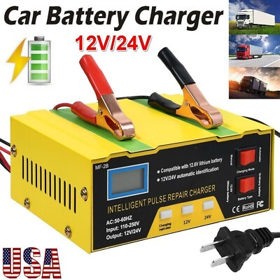 #ad #ad Car Battery Charger Heavy Duty 12V 24V Smart Automatic Intelligent Pulse Repair $19.49