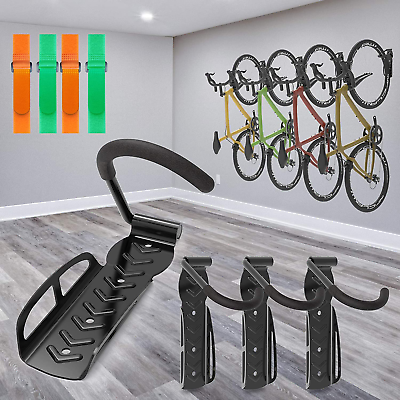 #ad 4 Pack Plastic Metal Steel Rubber Wall Mount Bike Rack Durable Lightweight $34.99